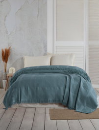 L'essentiel linge de maison Manta jacquard de doble piqué Azul 220 x 240 cm